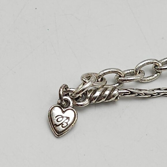 Brighton Heart Bar Pearl Blue Chalcedony Necklace 17"-18" Adjustable Chain - Picture 4 of 6